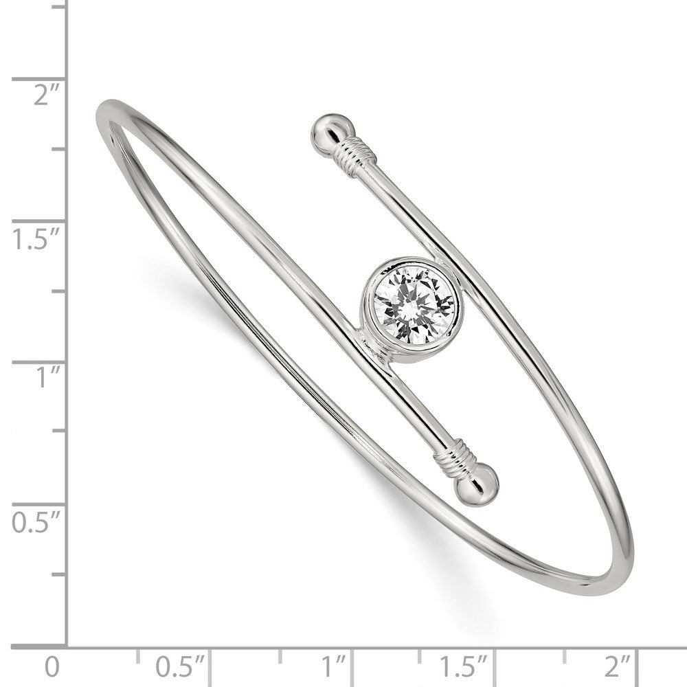 Sterling Silver Polished Cz Bangle