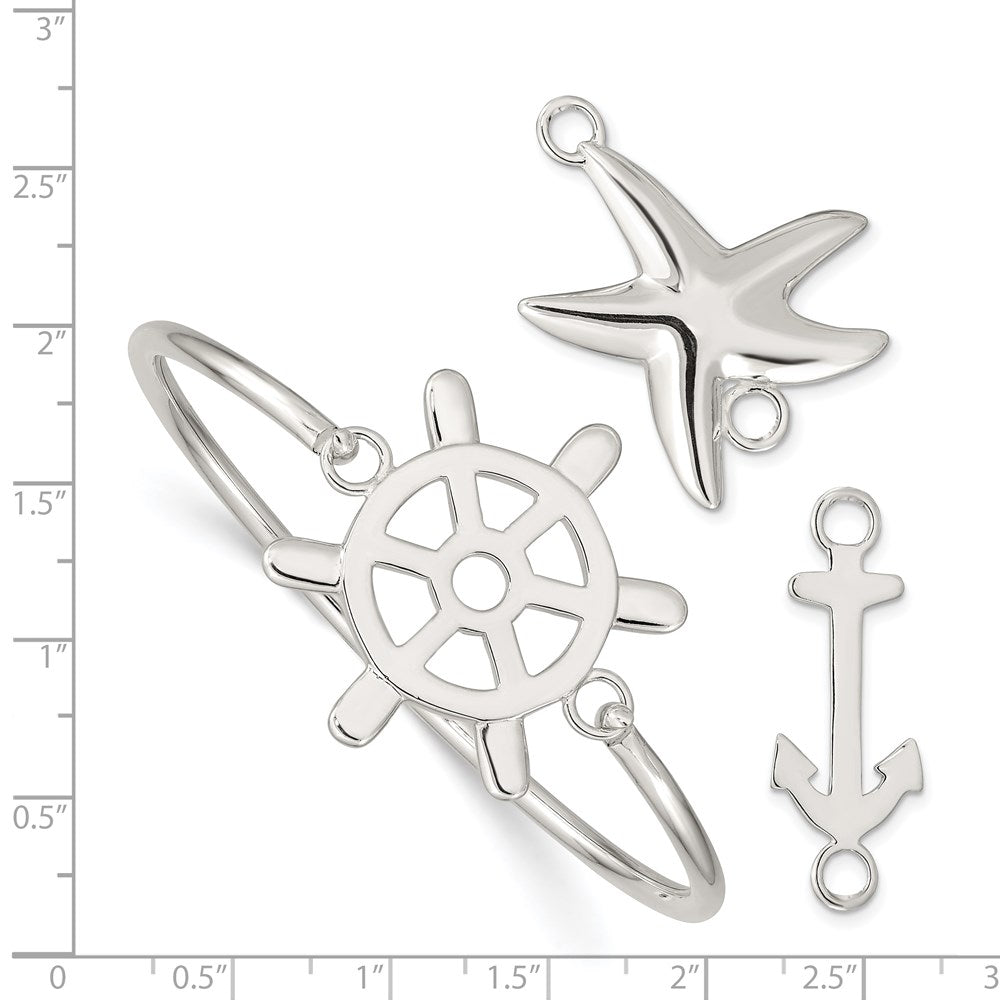 Sterling Silver With Interchangeable Nautical Charms 3.00mm Bangle