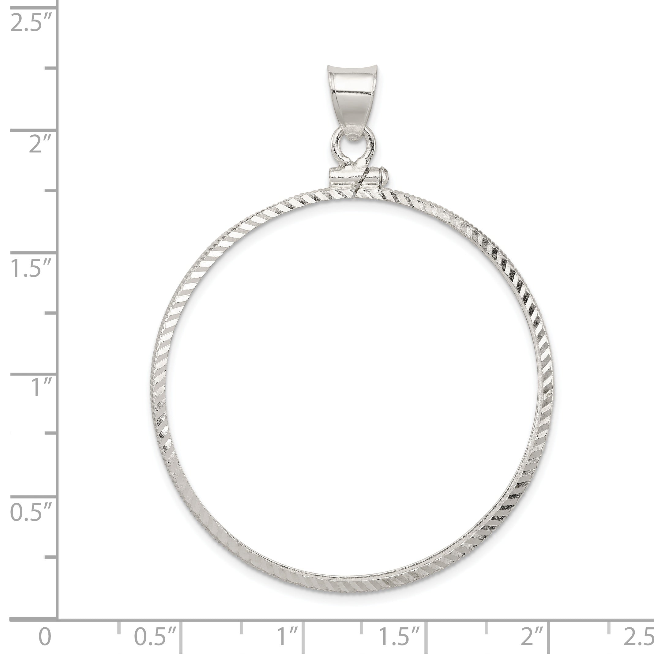 Sterling Silver Wideband Distinguished Coin Jewelry Polished And Diamond-Cut 40.6 X 3.1mm Screw Top Bezel Pendant