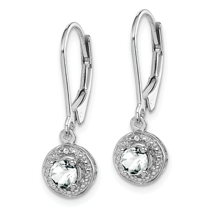Sterling Silver Rhodium-Plated Diam. & White Topaz Earrings