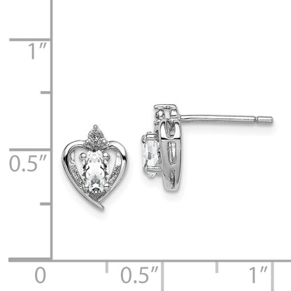 Sterling Silver Rhodium-Plated White Topaz & Diam. Earrings