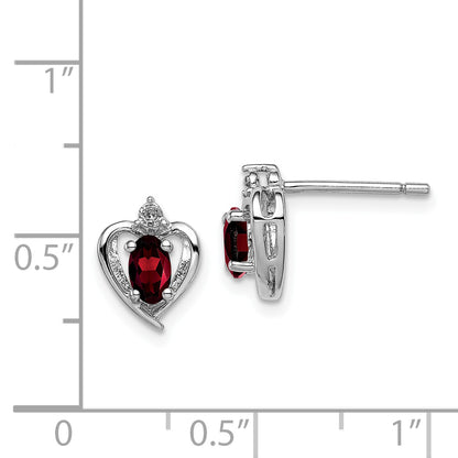 Sterling Silver Rhodium-Plated Garnet & Diam. Earrings