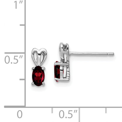 Sterling Silver Rhodium-Plated Garnet Earrings