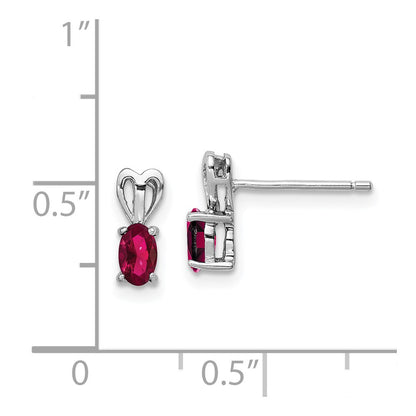 Sterling Silver Rhodium-Plated Created Ruby Earrings