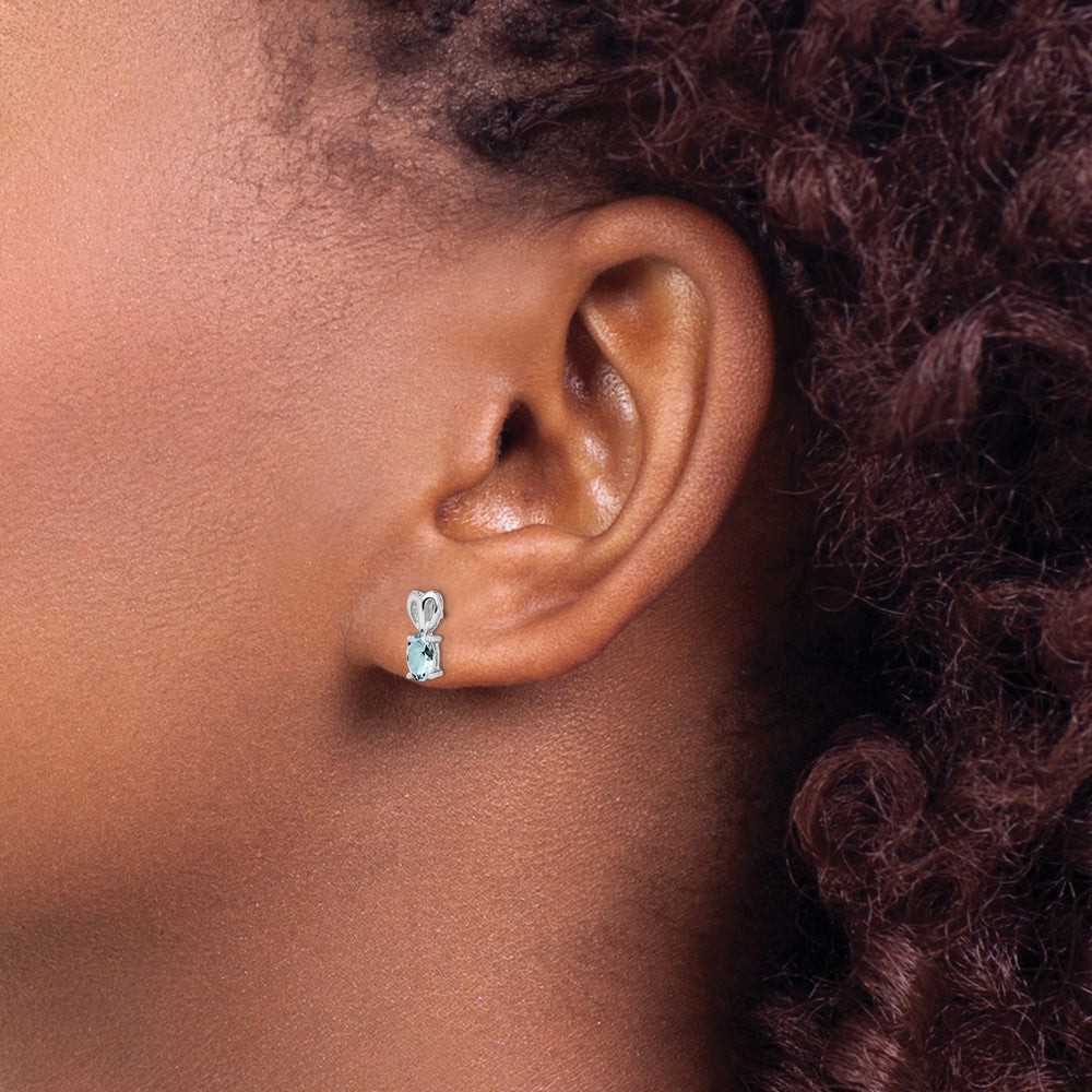 Sterling Silver Rhodium-Plated Aquamarine Earrings