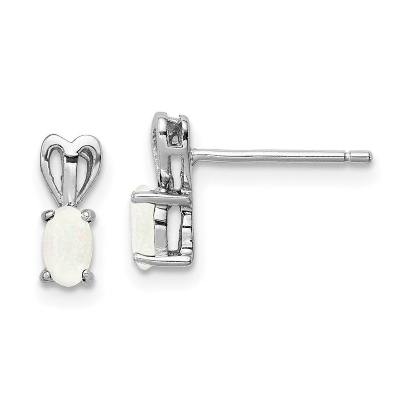 Sterling Silver Rhodium-Plated Created Opal Earrings