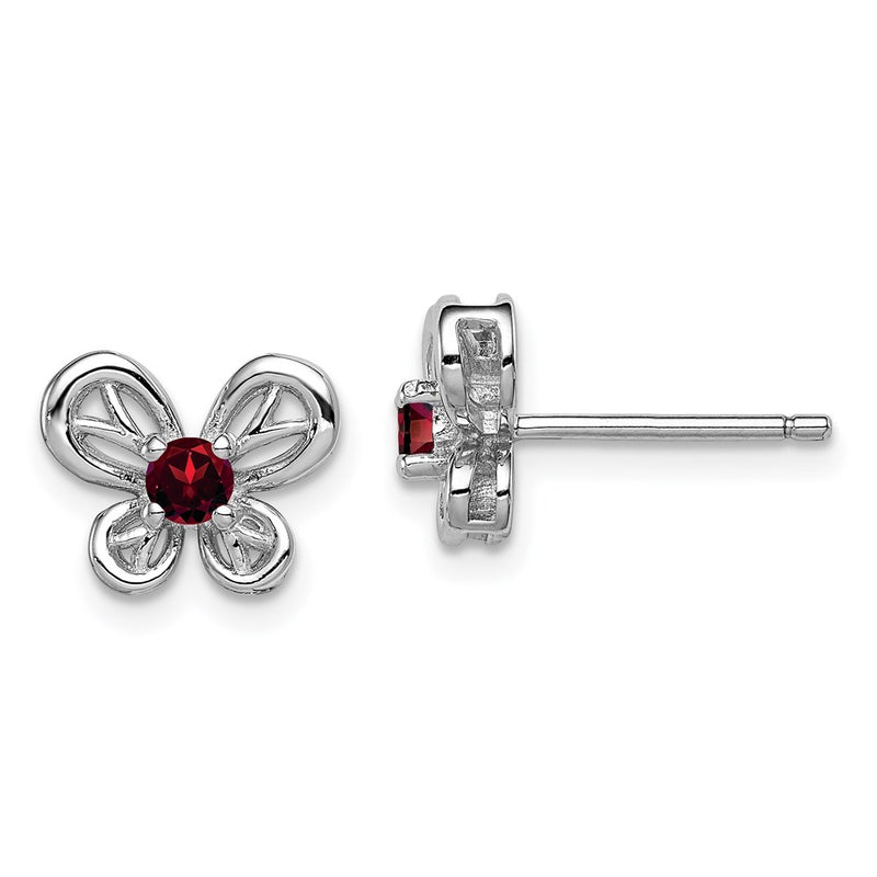 Sterling Silver Rhodium-Plated Garnet Earrings