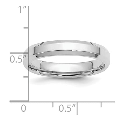 Sterling Silver Rhodium-Plated 4mm Bevel Edge Band