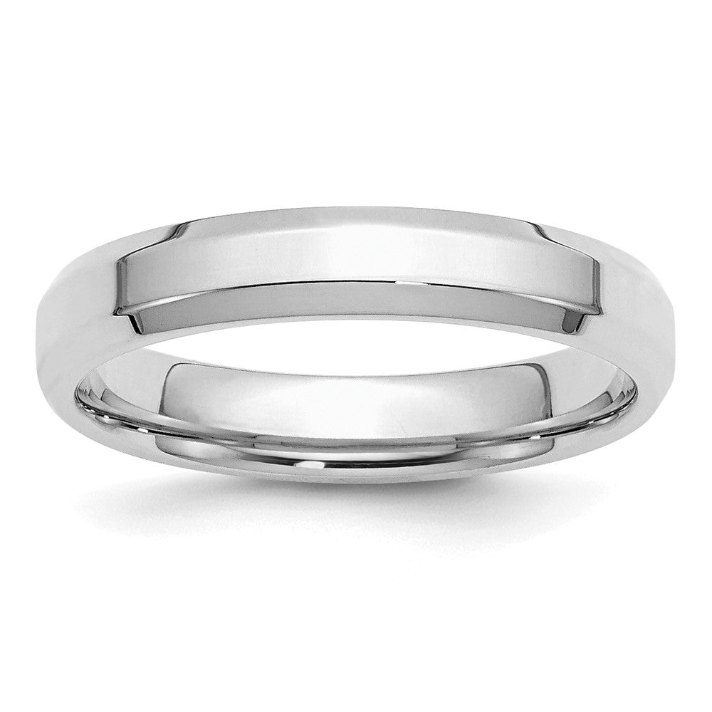 Sterling Silver Rhodium-Plated 4mm Bevel Edge Band
