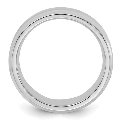 Sterling Silver Rhodium-Plated 6mm Bevel Edge Size 8 Band