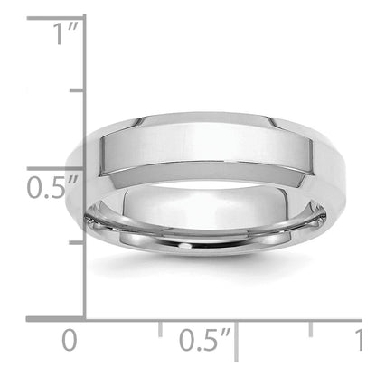 Sterling Silver Rhodium-Plated 6mm Bevel Edge Size 9 Band