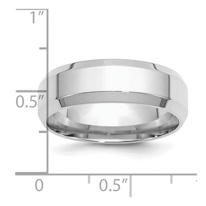 Sterling Silver Rhodium-Plated 7mm Bevel Edge Band