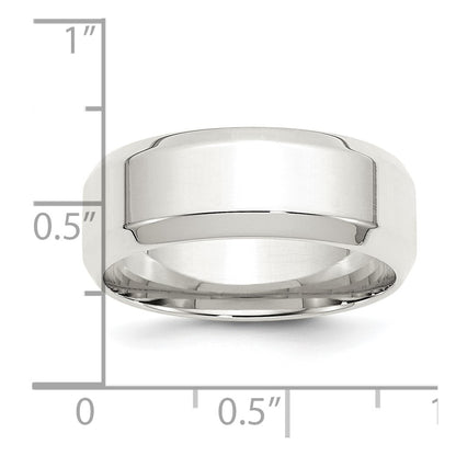 Sterling Silver 8mm Beveled Edge Size 7 Band