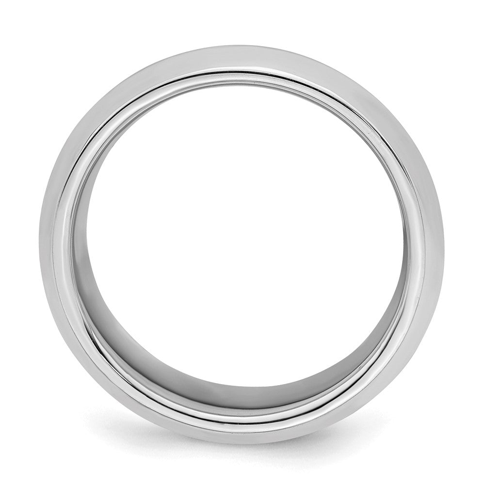 Sterling Silver Rhodium-Plated 8mm Bevel Edge Band