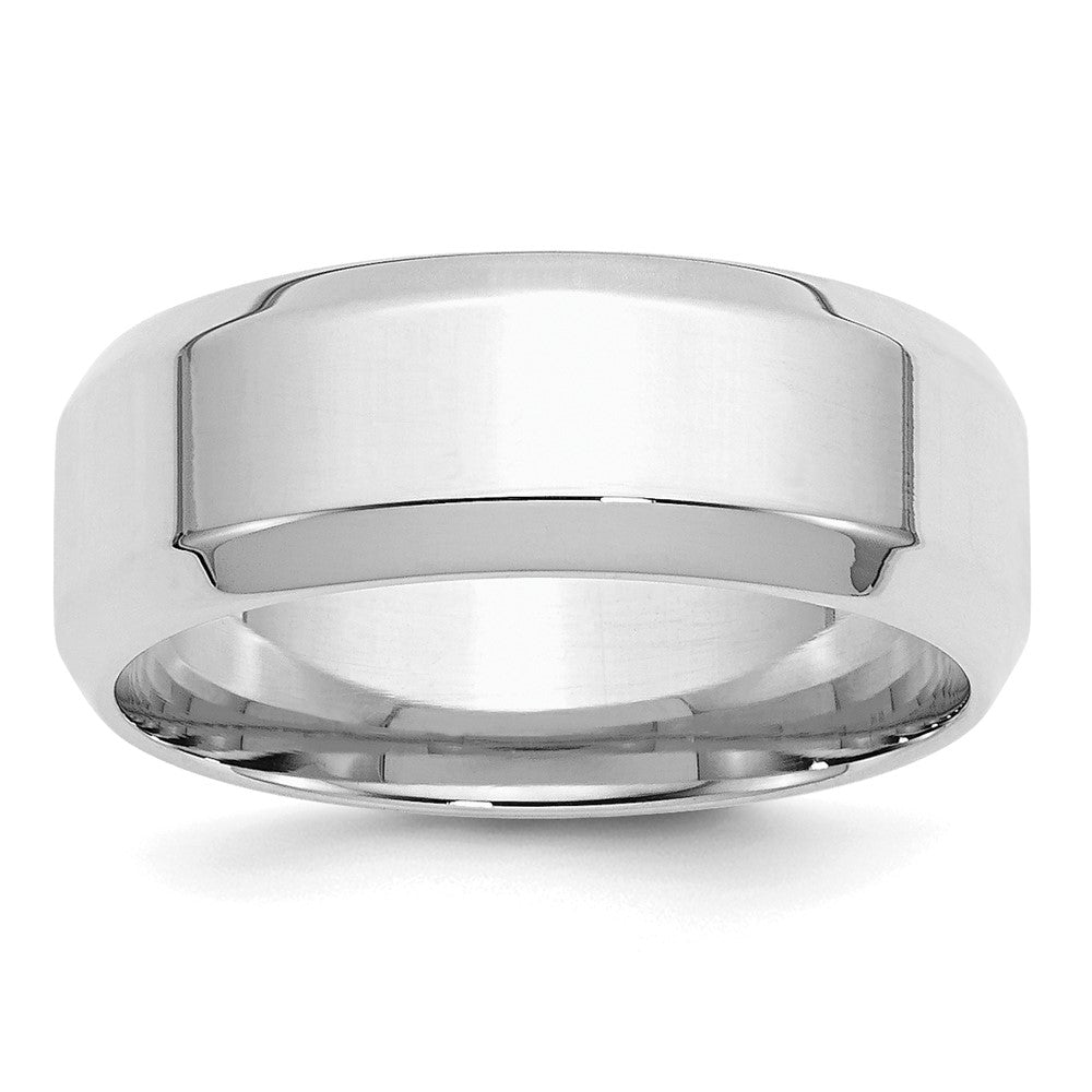 Sterling Silver Rhodium-Plated 8mm Bevel Edge Band