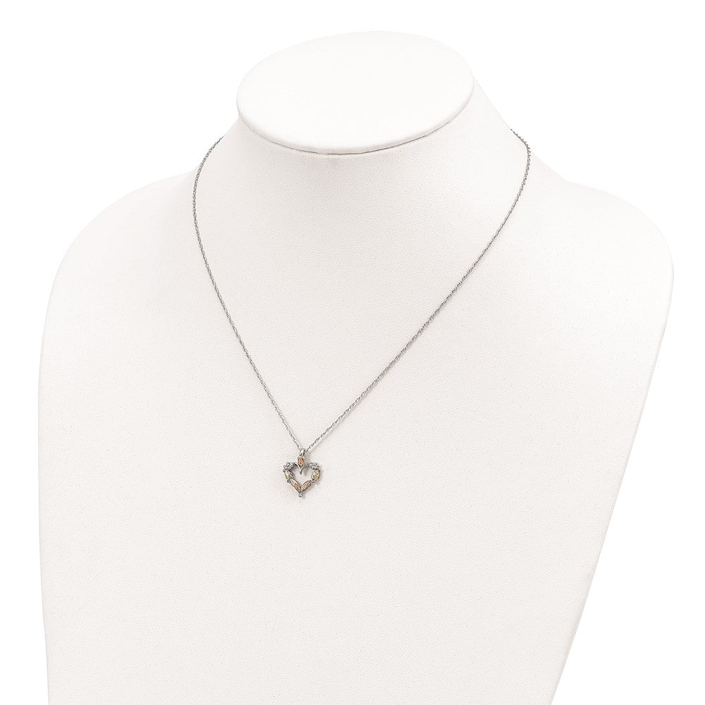Sterling Silver Landstrom'S Mt. Rushmore Black Hills 12K Gold Accents Open Heart 18 Inch Spring Ring Clasp Necklace