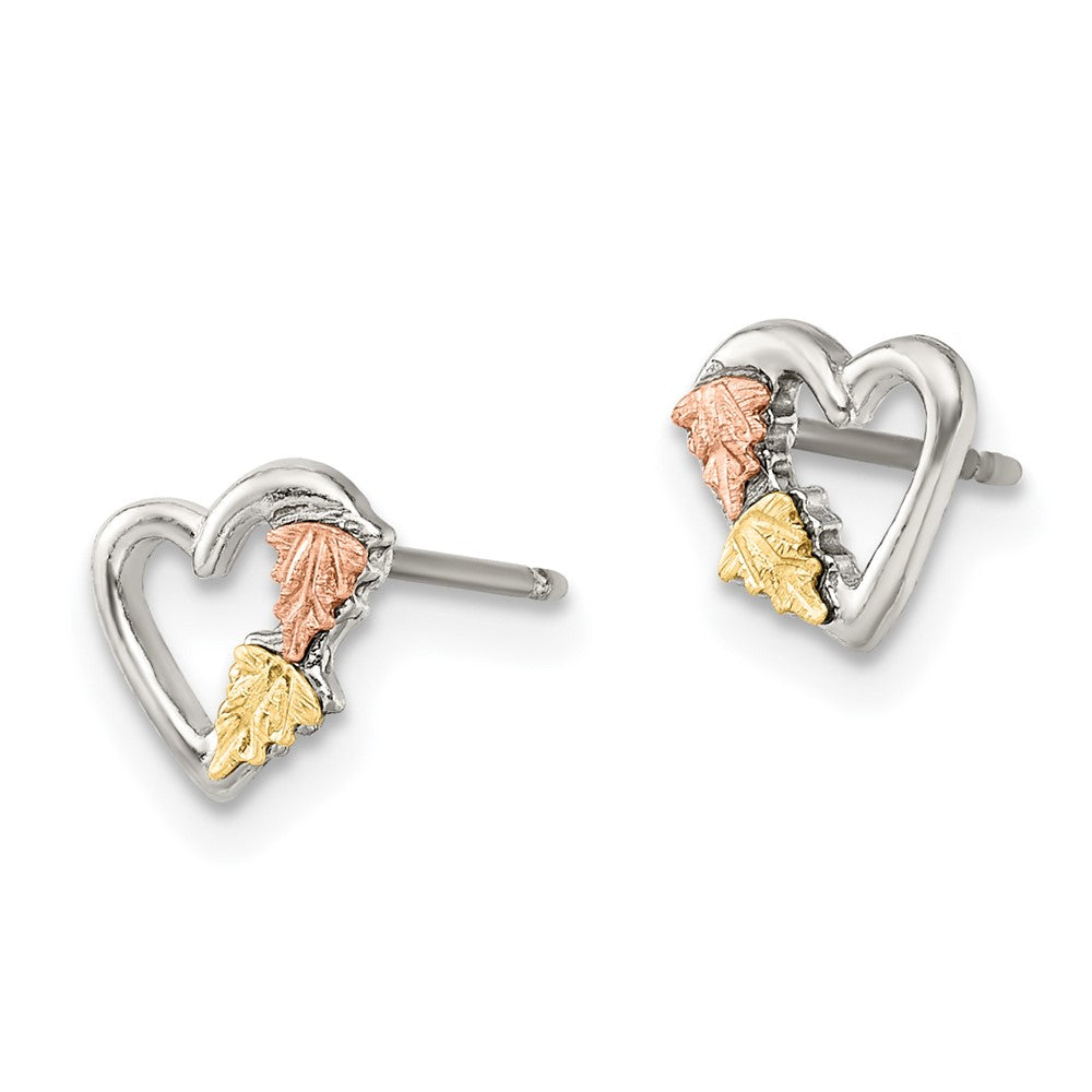 Sterling Silver Landstrom'S Mt. Rushmore Black Hills 12K Gold Accents Heart Post Stud Earrings