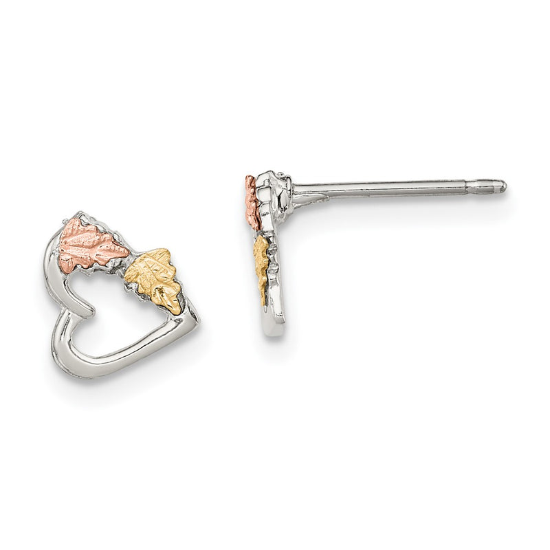 Sterling Silver Landstrom'S Mt. Rushmore Black Hills 12K Gold Accents Heart Post Stud Earrings
