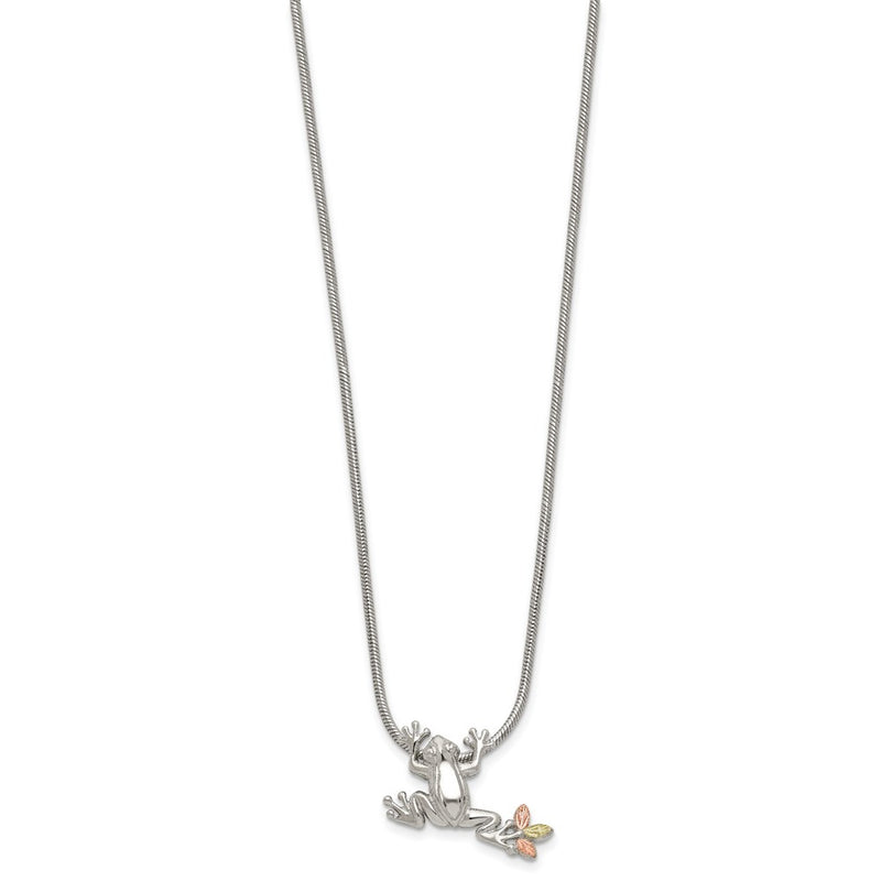 Sterling Silver Landstrom'S Mt. Rushmore Black Hills 12K Gold Accents Frog Slide 20 Inch Lobster Clasp Necklace