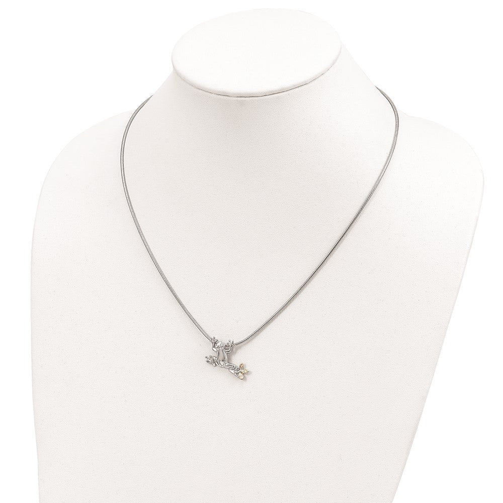 Sterling Silver Landstrom'S Mt. Rushmore Black Hills 12K Gold Accents Frog Slide 20 Inch Lobster Clasp Necklace
