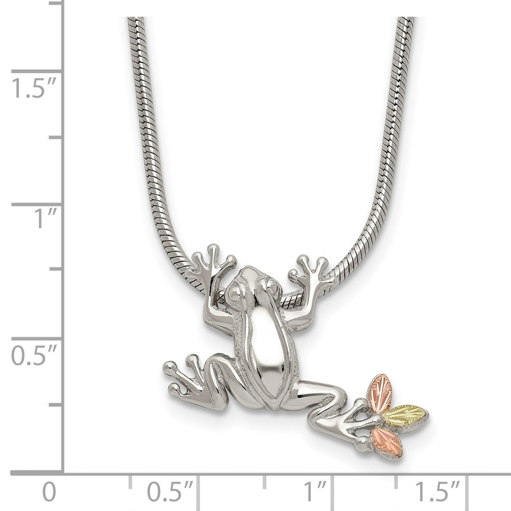 Sterling Silver Landstrom'S Mt. Rushmore Black Hills 12K Gold Accents Frog Slide 20 Inch Lobster Clasp Necklace