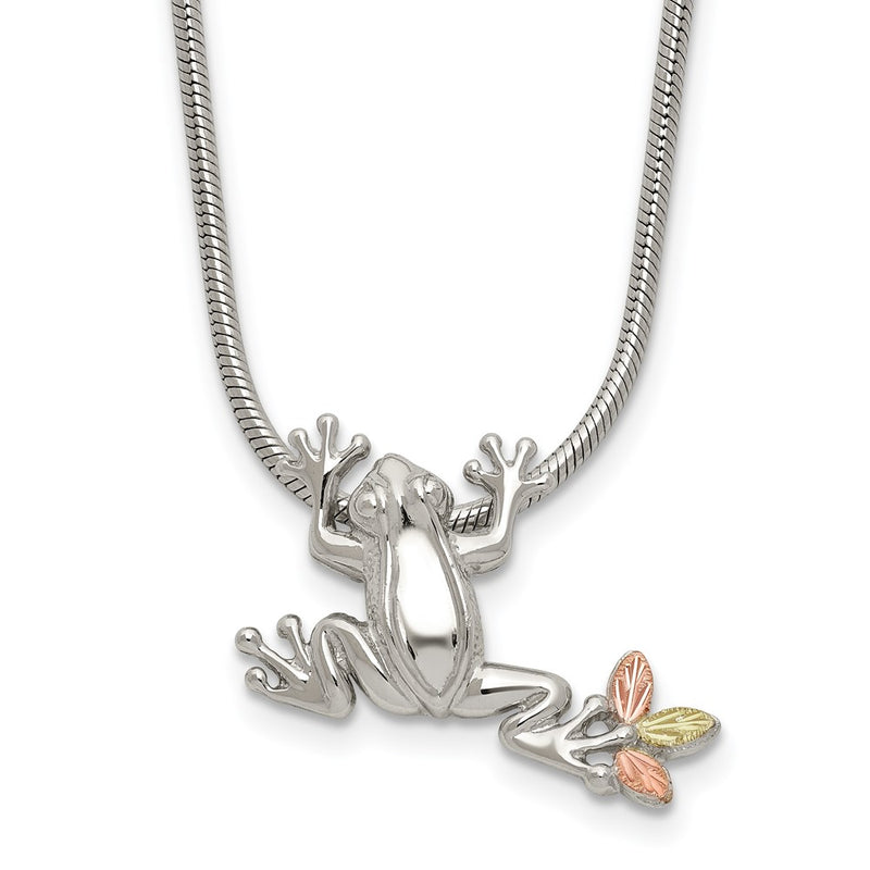 Sterling Silver Landstrom'S Mt. Rushmore Black Hills 12K Gold Accents Frog Slide 20 Inch Lobster Clasp Necklace