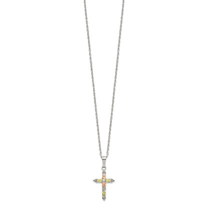 Sterling Silver Landstrom'S Mt. Rushmore Black Hills 12K Gold Accents Cross 18 Inch Spring Ring Clasp Necklace