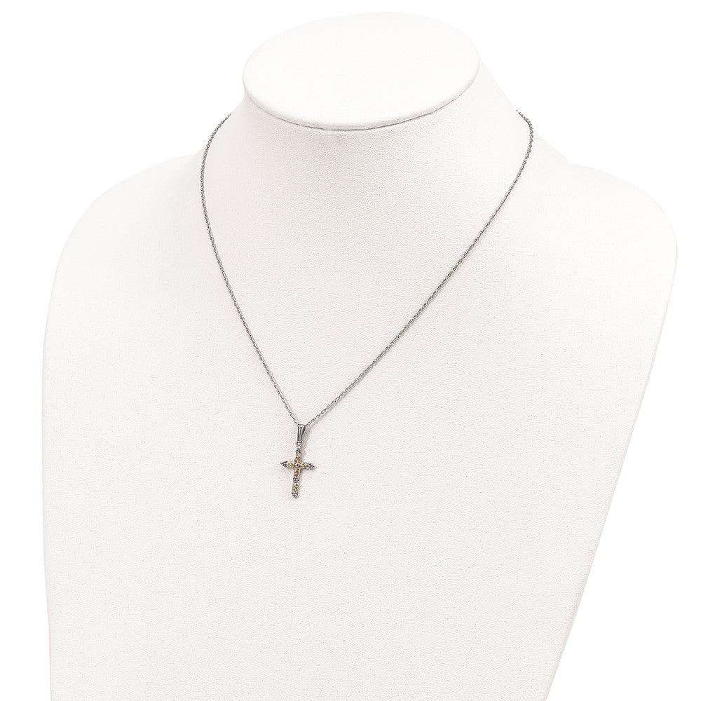Sterling Silver Landstrom'S Mt. Rushmore Black Hills 12K Gold Accents Cross 18 Inch Spring Ring Clasp Necklace