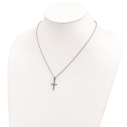 Sterling Silver Landstrom'S Mt. Rushmore Black Hills 12K Gold Accents Cross 18 Inch Spring Ring Clasp Necklace