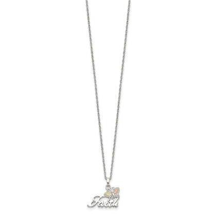 Sterling Silver Landstrom'S Mt. Rushmore Black Hills 12K Gold Accents Faith Butterfly 18 Inch Spring Ring Clasp Necklace
