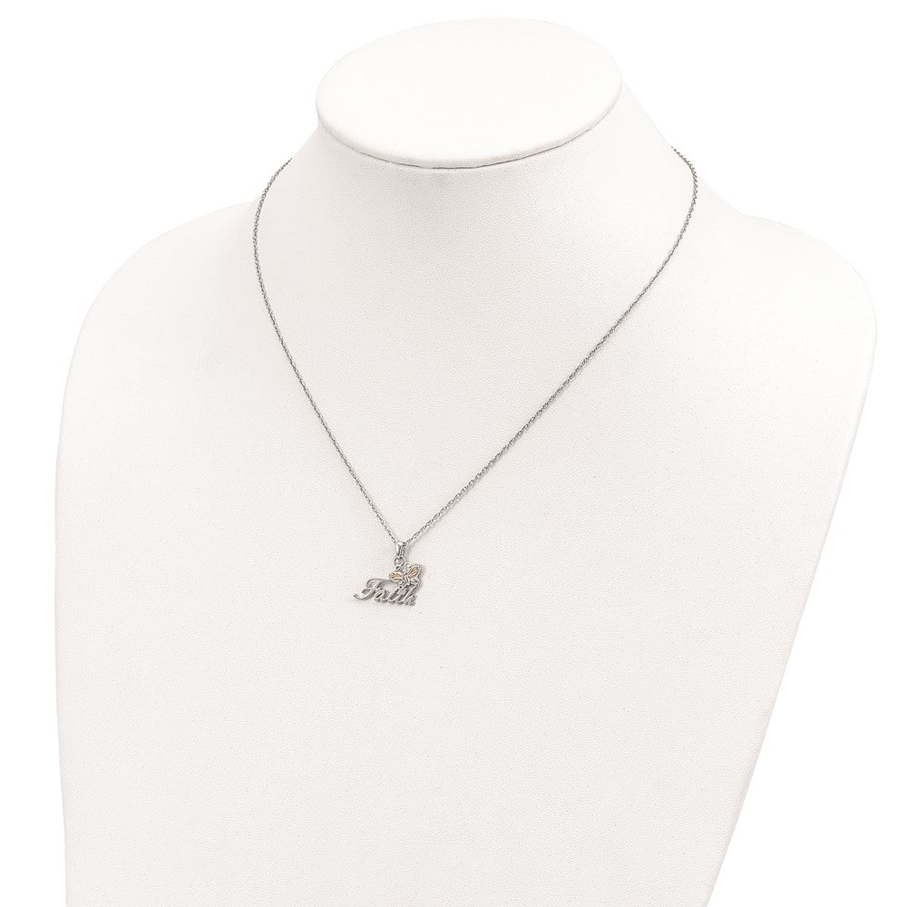 Sterling Silver Landstrom'S Mt. Rushmore Black Hills 12K Gold Accents Faith Butterfly 18 Inch Spring Ring Clasp Necklace