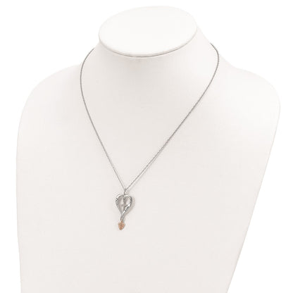 Sterling Silver Landstrom'S Mt. Rushmore Black Hills 12K Gold Accents Antiqued Faith Hope Love Heart With Cross And Leaf Dangle 18 Inch Spring Ring Clasp Necklace
