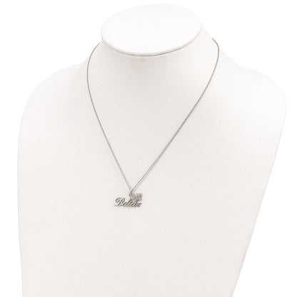 Sterling Silver Landstrom'S Mt. Rushmore Black Hills 12K Gold Accents Believe Butterfly 18 Inch Spring Ring Clasp Necklace