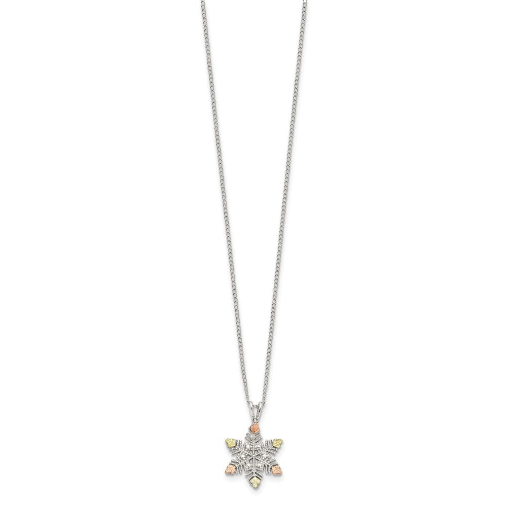 Sterling Silver Landstrom'S Mt. Rushmore Black Hills 12K Gold Accents Snowflake 18 Inch Spring Ring Clasp Necklace