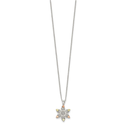 Sterling Silver Landstrom'S Mt. Rushmore Black Hills 12K Gold Accents Snowflake 18 Inch Spring Ring Clasp Necklace