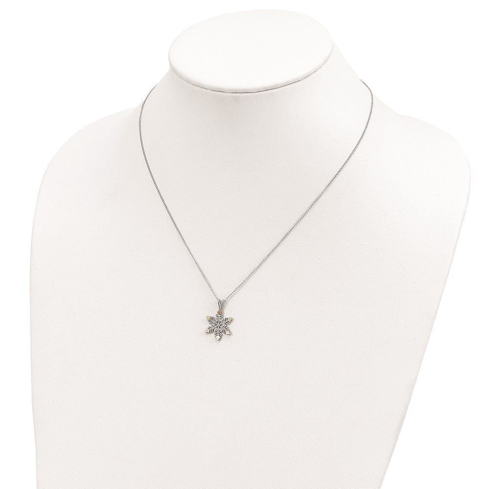 Sterling Silver Landstrom'S Mt. Rushmore Black Hills 12K Gold Accents Snowflake 18 Inch Spring Ring Clasp Necklace