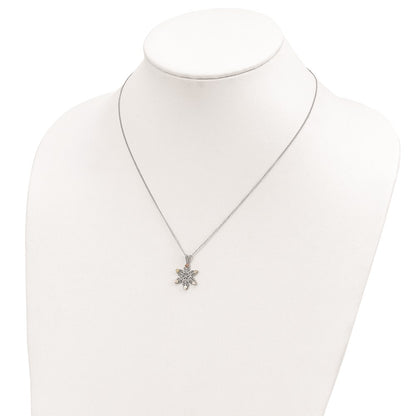 Sterling Silver Landstrom'S Mt. Rushmore Black Hills 12K Gold Accents Snowflake 18 Inch Spring Ring Clasp Necklace