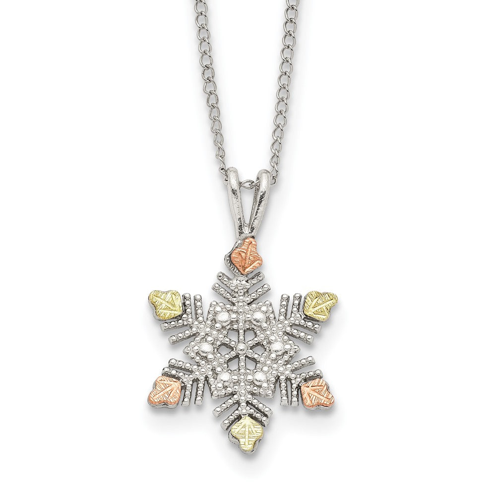 Sterling Silver Landstrom'S Mt. Rushmore Black Hills 12K Gold Accents Snowflake 18 Inch Spring Ring Clasp Necklace
