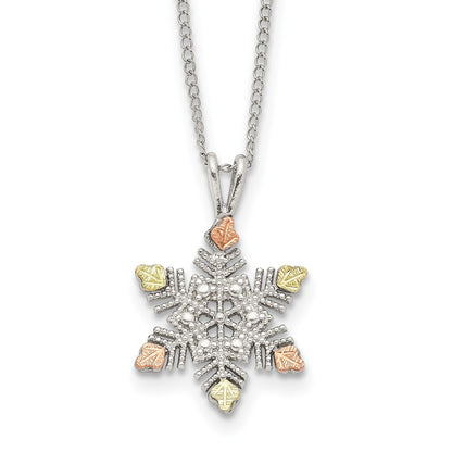 Sterling Silver Landstrom'S Mt. Rushmore Black Hills 12K Gold Accents Snowflake 18 Inch Spring Ring Clasp Necklace