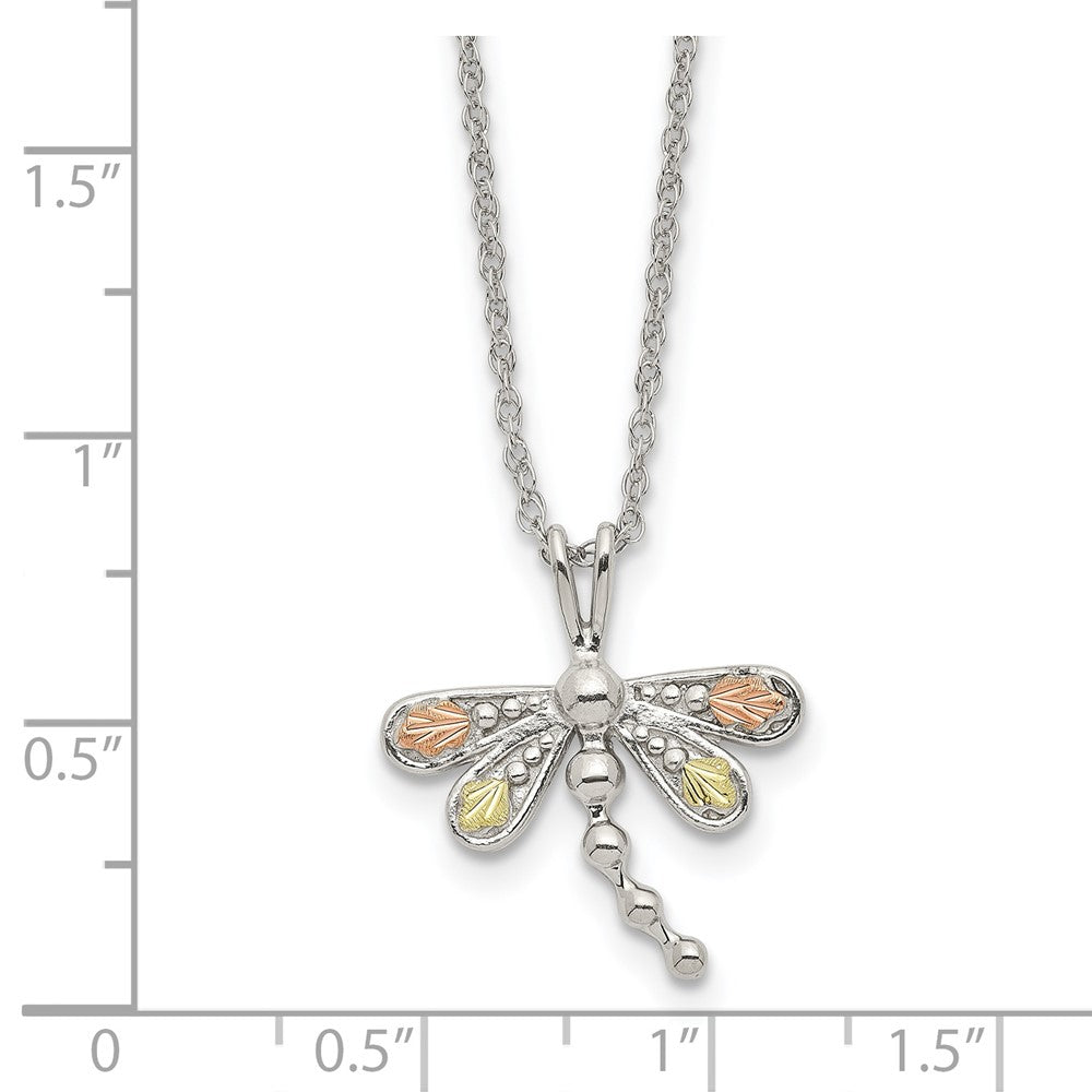 Sterling Silver Landstrom'S Mt. Rushmore Black Hills 12K Gold Accents Dragonfly18 Inch Spring Ring Clasp Necklace