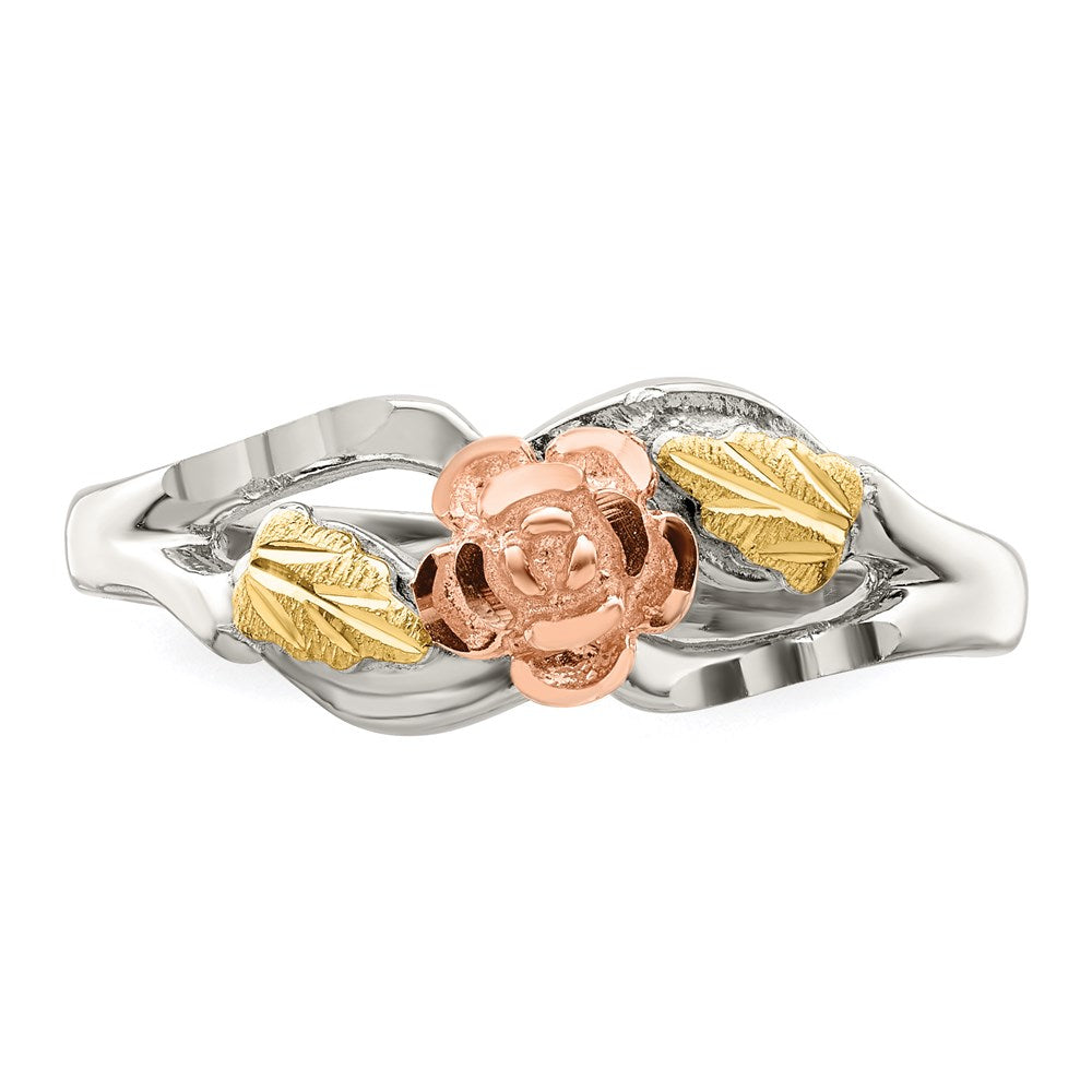 Sterling Silver Landstrom'S Mt. Rushmore Black Hills 12K Gold Accents Rose Ring
