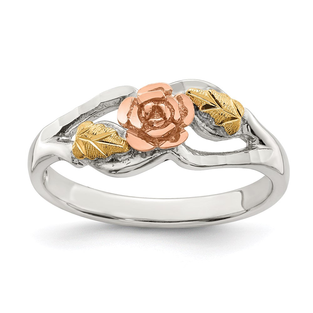 Sterling Silver Landstrom'S Mt. Rushmore Black Hills 12K Gold Accents Rose Ring