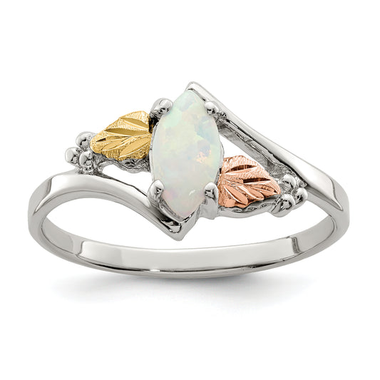 Sterling Silver Landstrom'S Mt. Rushmore Black Hills 12K Gold Accents Lab Created Opal Ring
