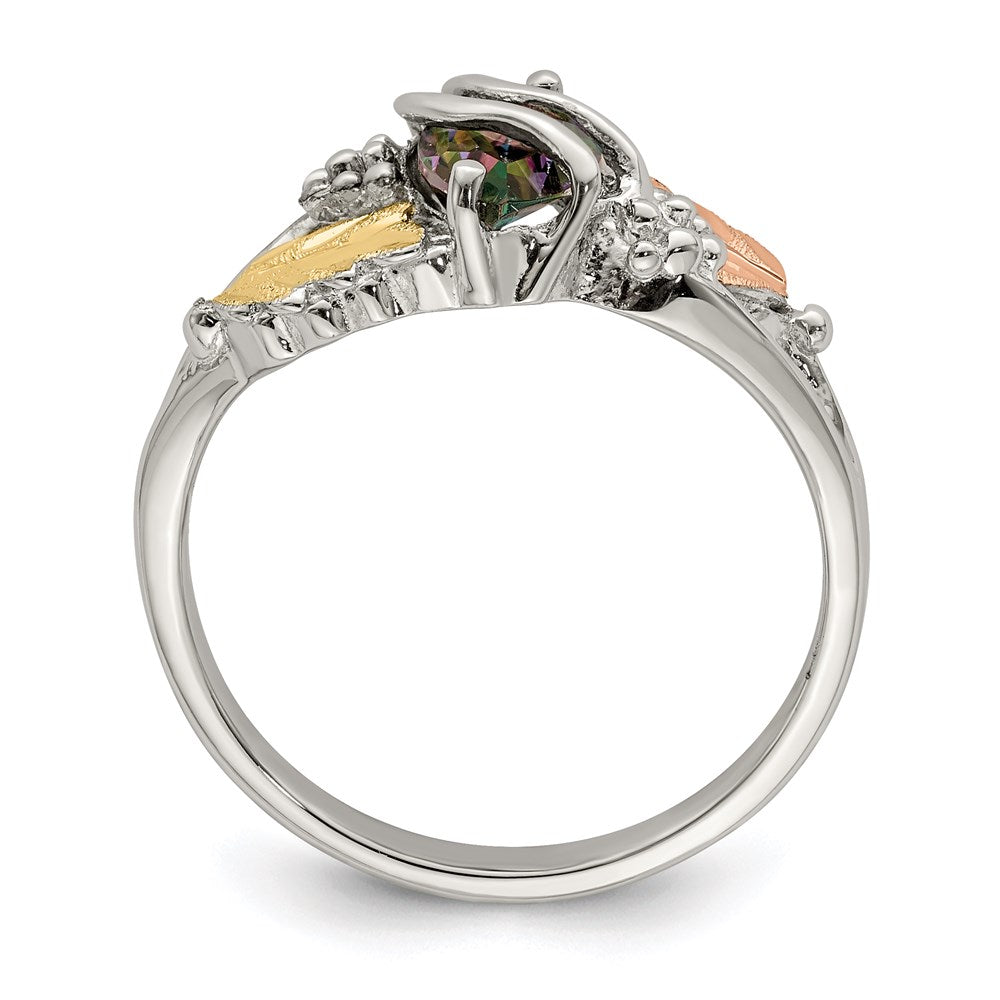 Sterling Silver Landstrom'S Mt. Rushmore Black Hills 12K Gold Accents Mystic Fire Topaz Ring