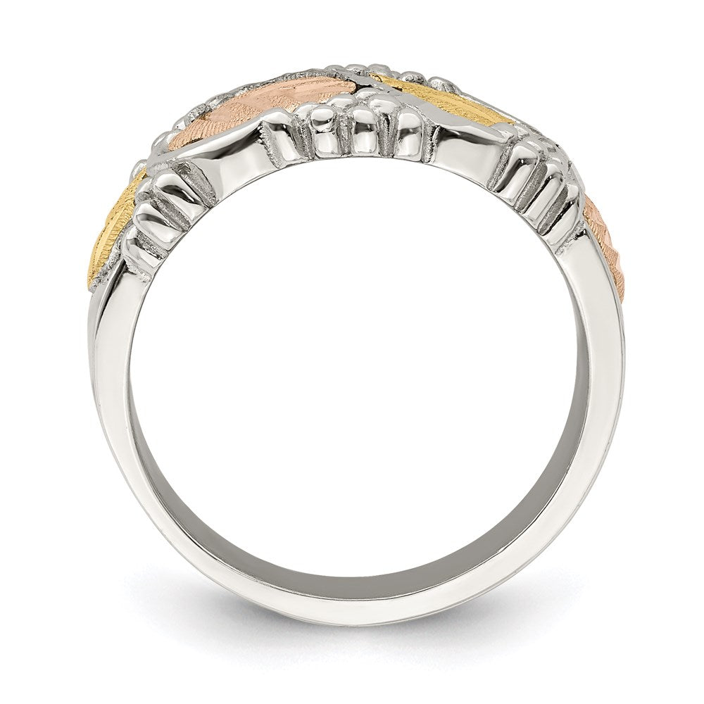Sterling Silver Landstrom'S Mt. Rushmore Black Hills 12K Gold Accents Leaves Ring