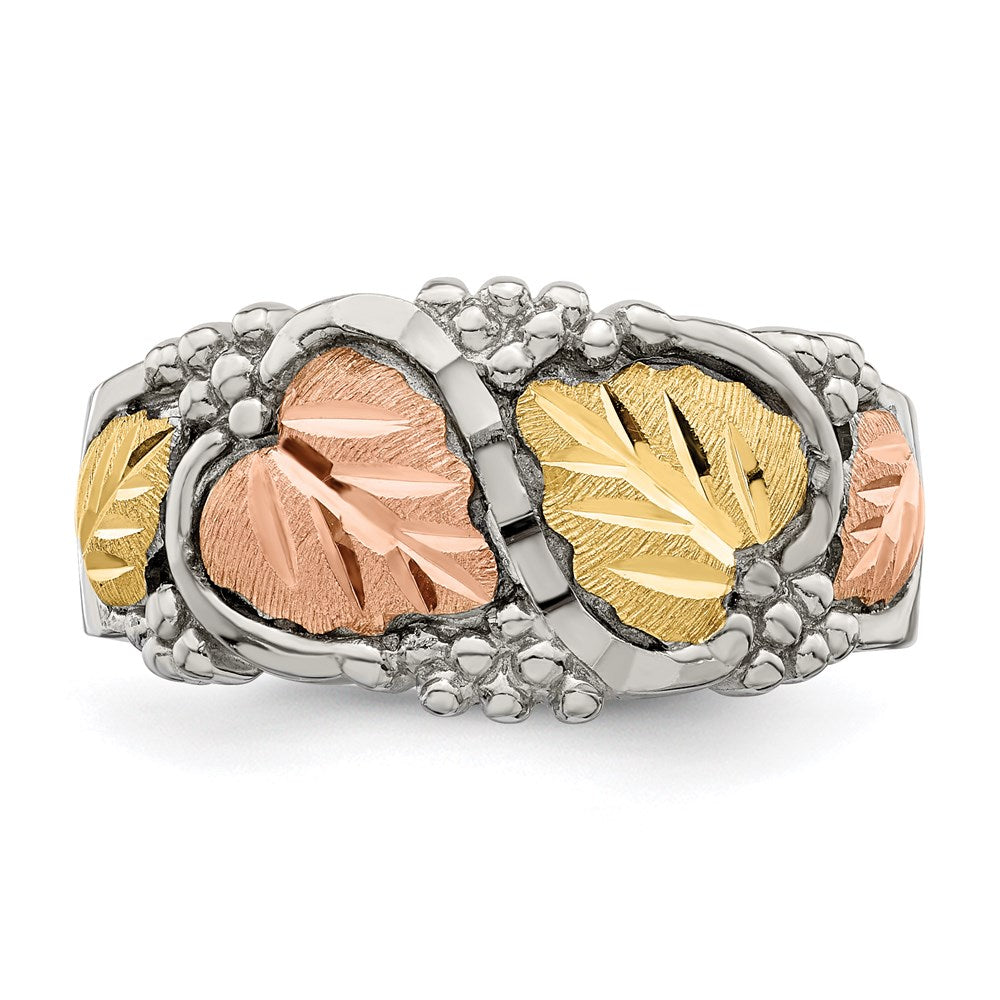 Sterling Silver Landstrom'S Mt. Rushmore Black Hills 12K Gold Accents Leaves Ring
