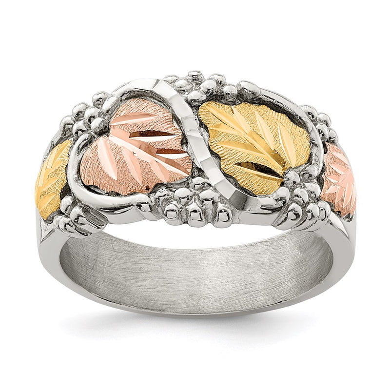 Sterling Silver Landstrom'S Mt. Rushmore Black Hills 12K Gold Accents Leaves Ring