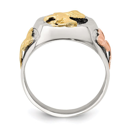 Sterling Silver Landstrom'S Mt. Rushmore Black Hills 12K Gold Accents Antiqued Eagle Ring