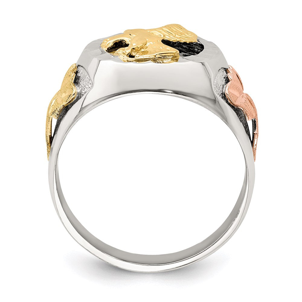 Sterling Silver Landstrom'S Mt. Rushmore Black Hills 12K Gold Accents Antiqued Eagle Ring