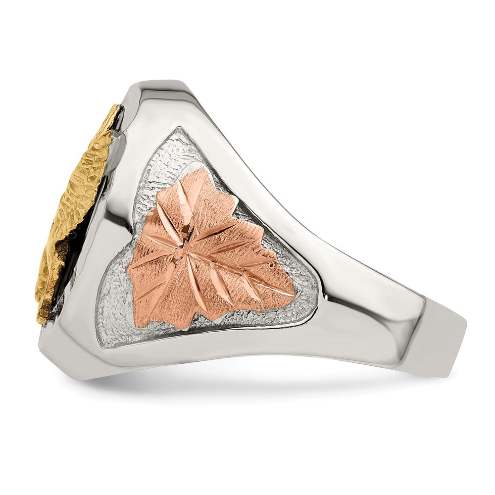 Sterling Silver Landstrom'S Mt. Rushmore Black Hills 12K Gold Accents Antiqued Eagle Ring